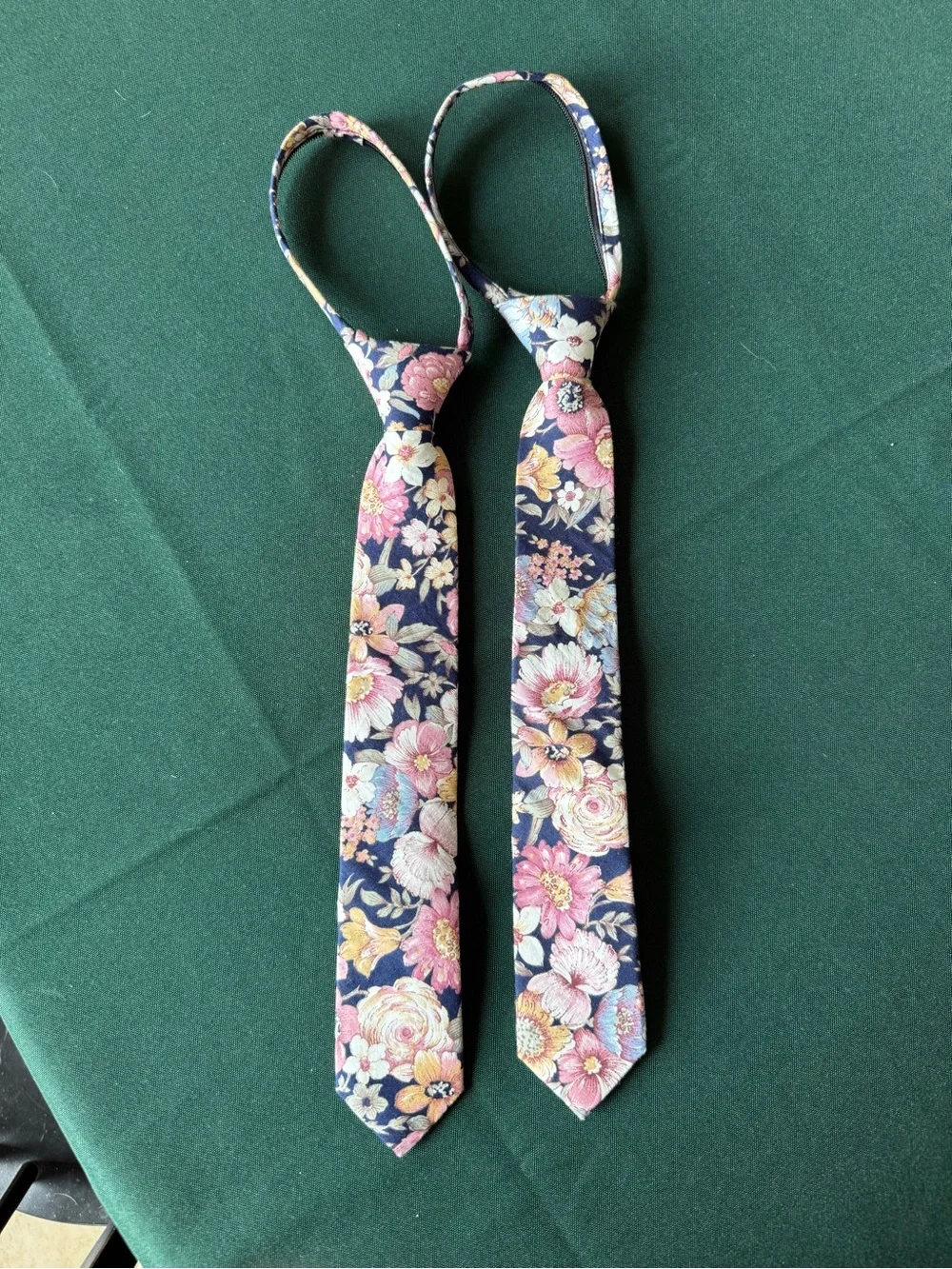 2 Navy with floral print youth ties